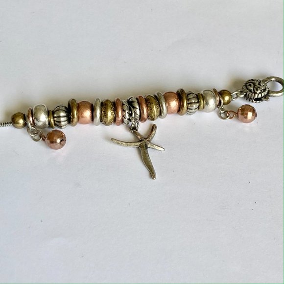 Gold Silver Copper Starfish Sea Life Charm Bracelet 7-8.5" Plus Size Plated - Picture 10 of 10